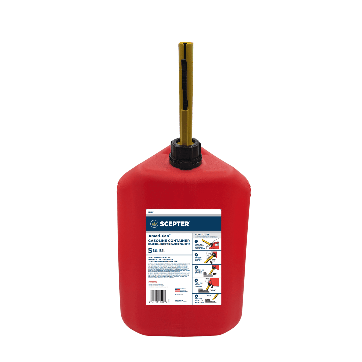 Scepter Ameri-Can 5 Gallon Gas Can with Easy Flo Spout and Spill-Proof Design