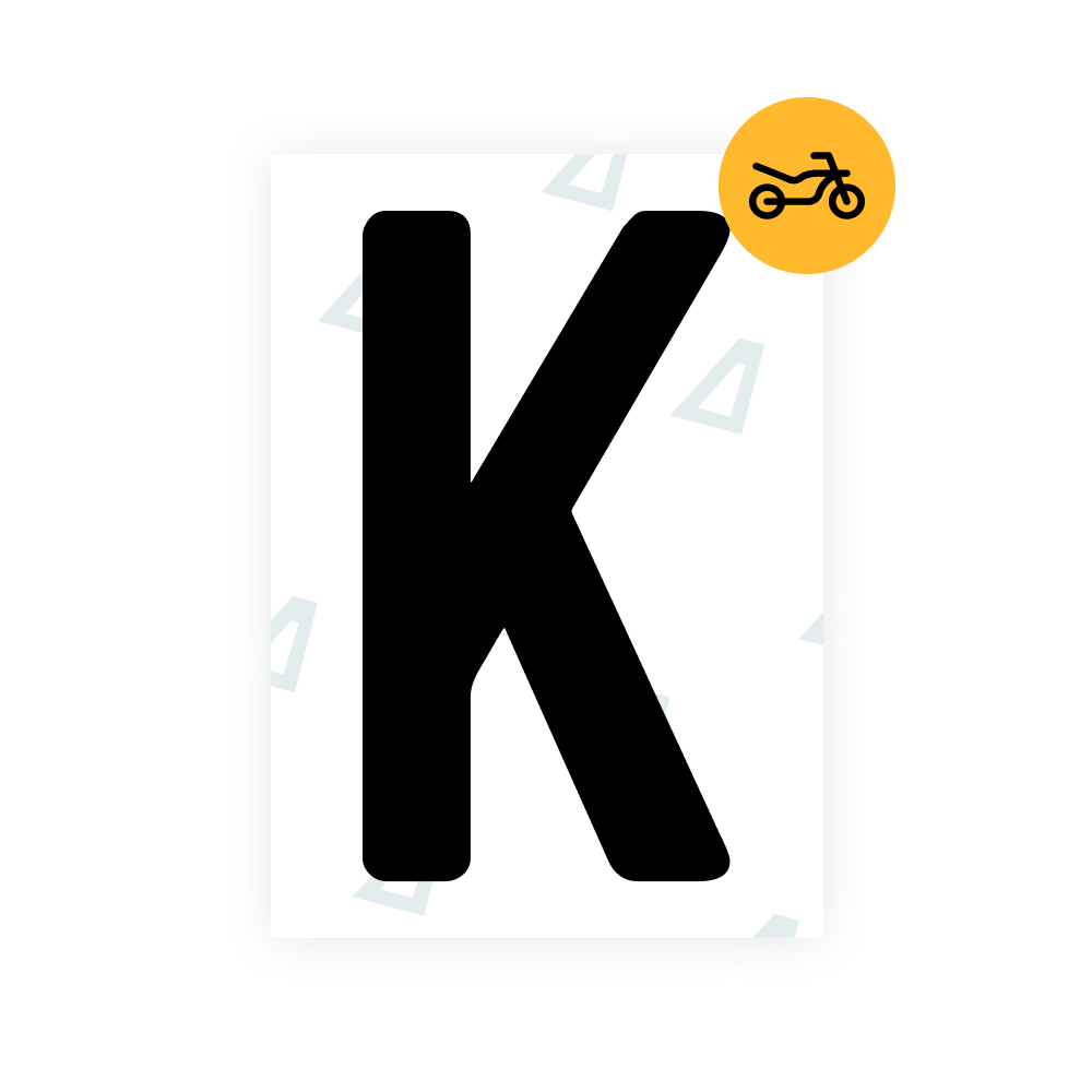 Alite Nanofilm for Paraguay moto license plates - Symbol "K"