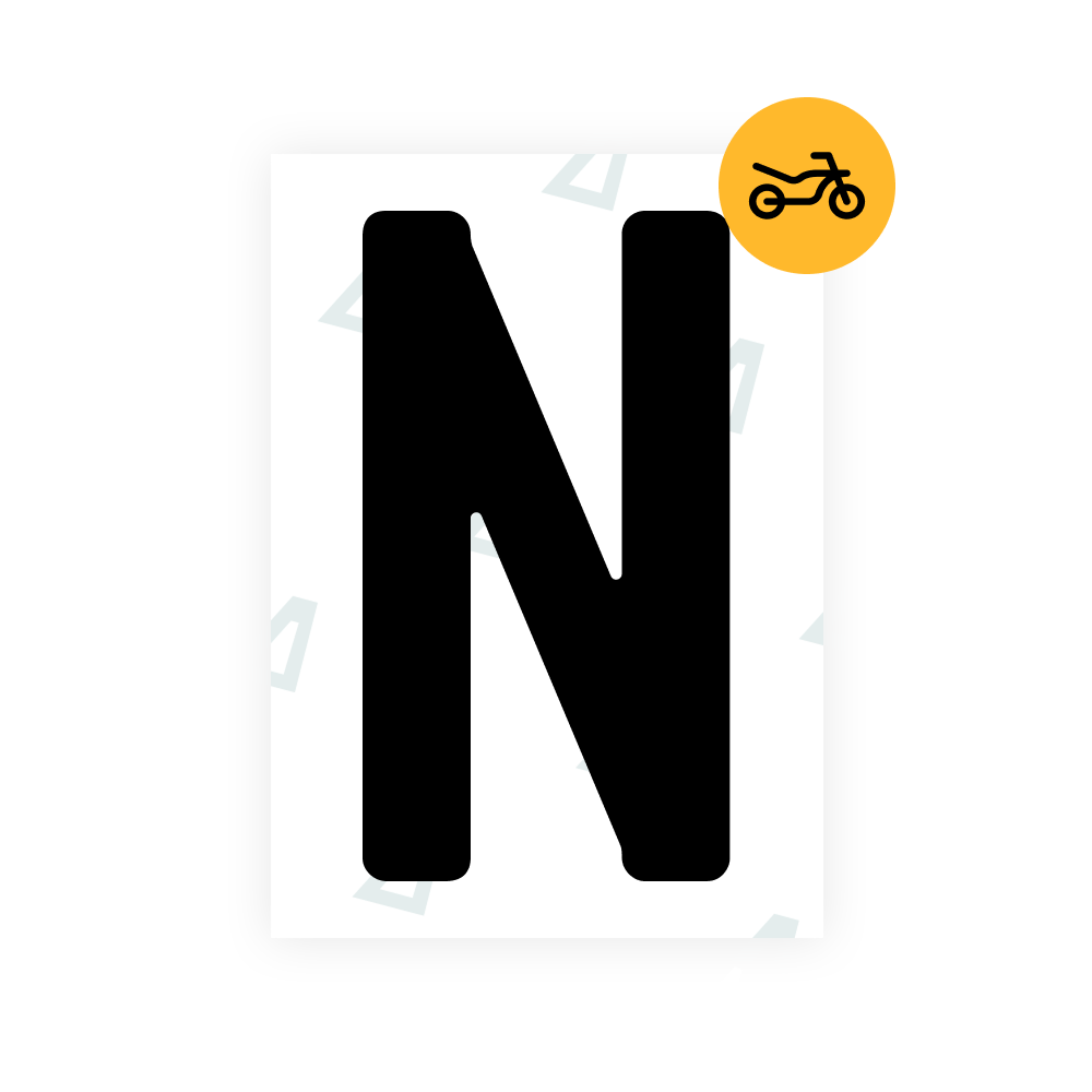 Alite Nanofilm pour plaques d'immatriculation moto uruguayennes - Symbole « N »