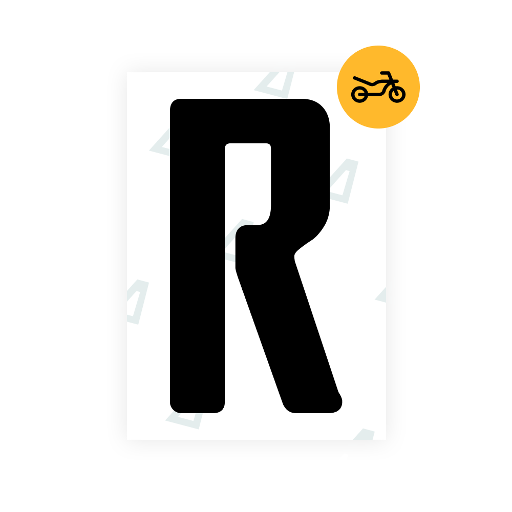 Alite Nanofilm for Uruguay moto license plates - Symbol "R"