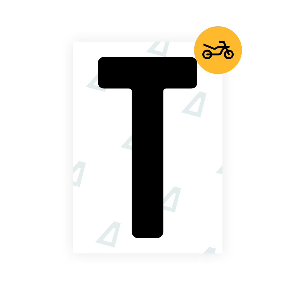 Alite Nanofilm for Uruguay moto license plates - Symbol "T"
