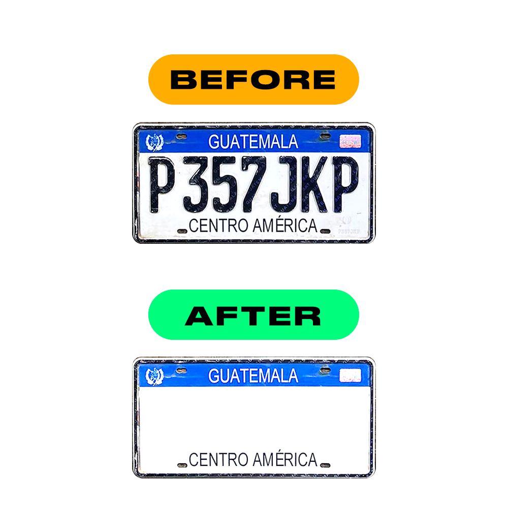 license plate letters invisible to camera
