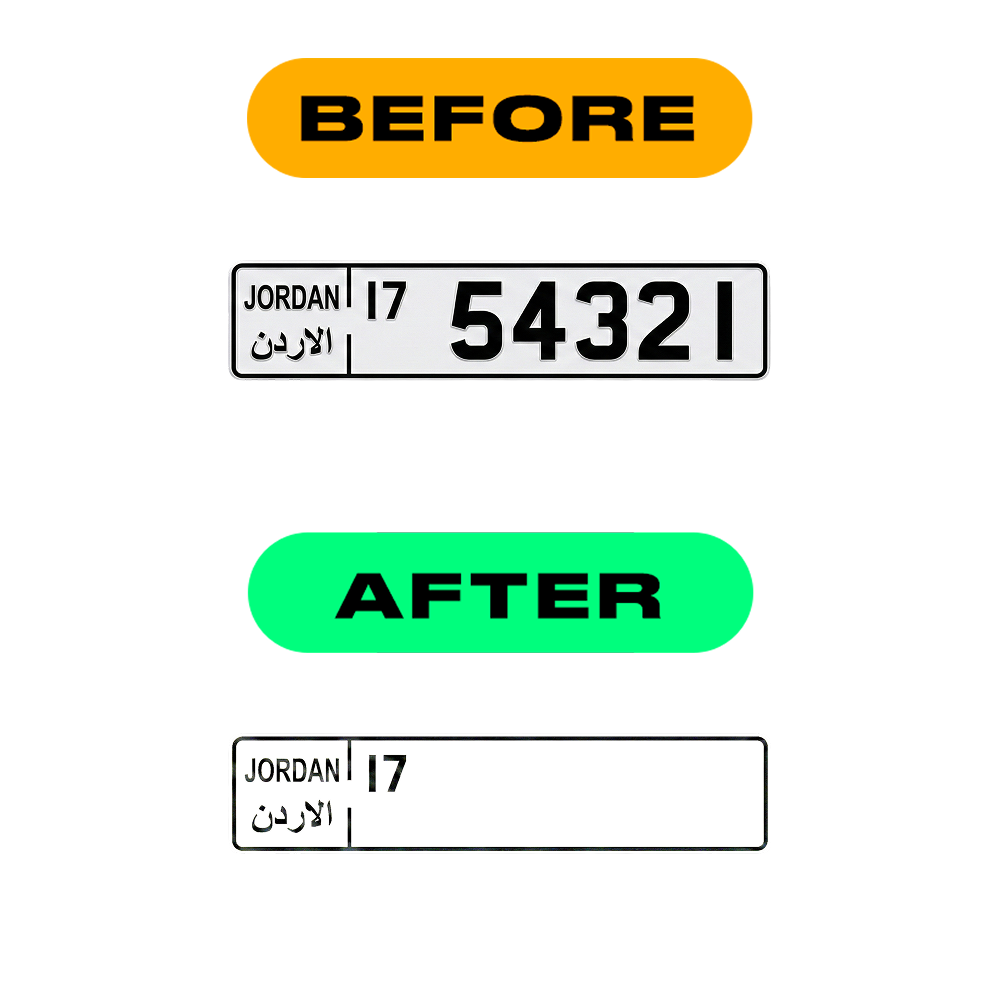 Alite Nanofilm for Jordan (standard) license plates - Symbol "9"
