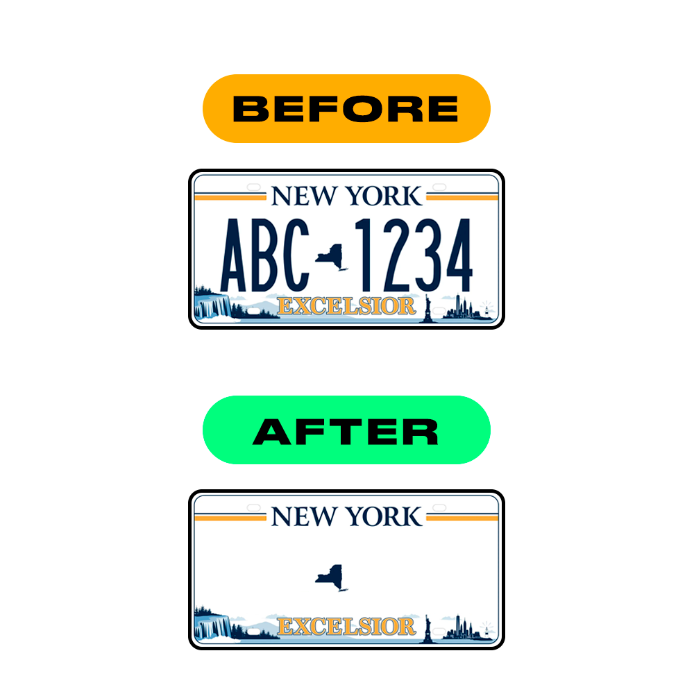 license plate letters invisible to camera