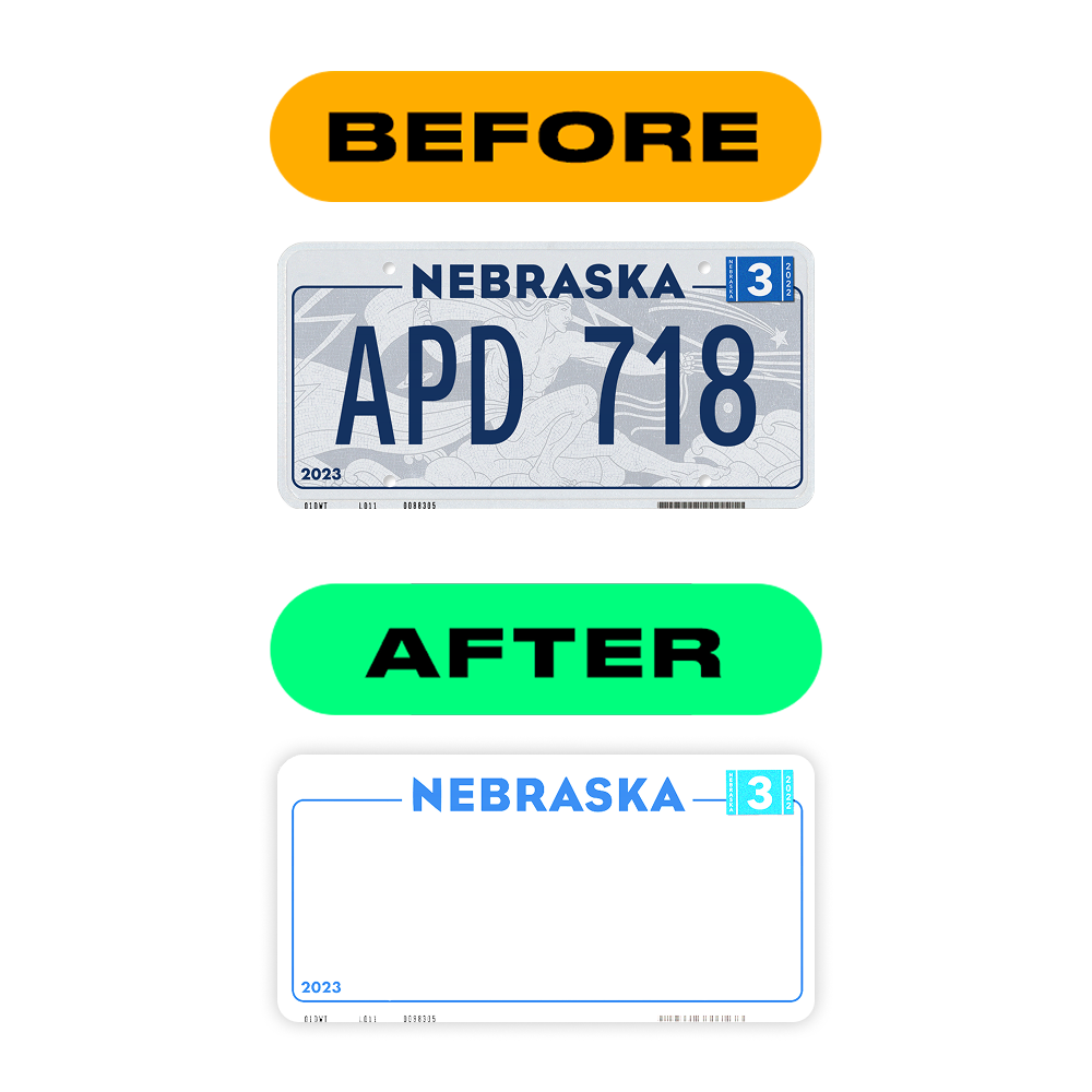 Alite Nanofilm for US (Nebraska 2023) license plates - Symbol "E"