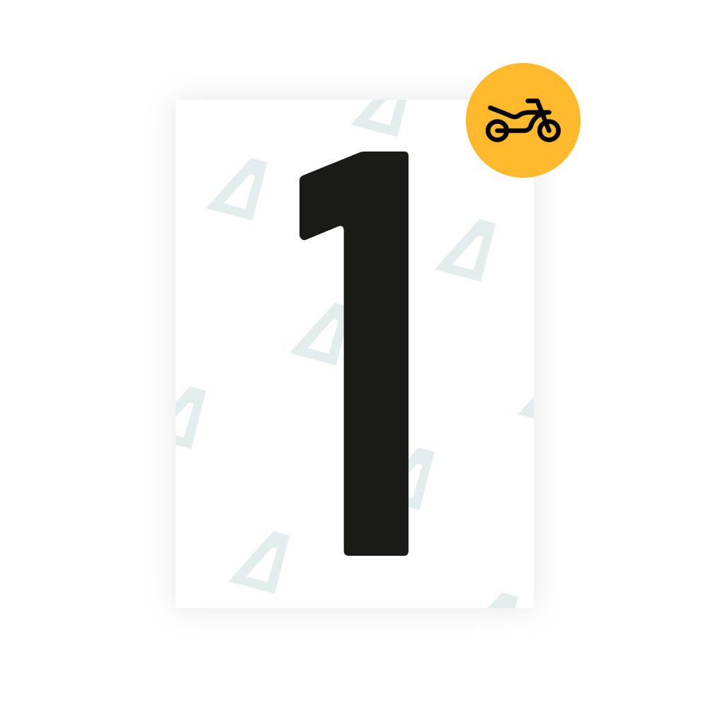 White Smoke Alite Nanofilm for Netherlands moto license plates - Symbol "1"