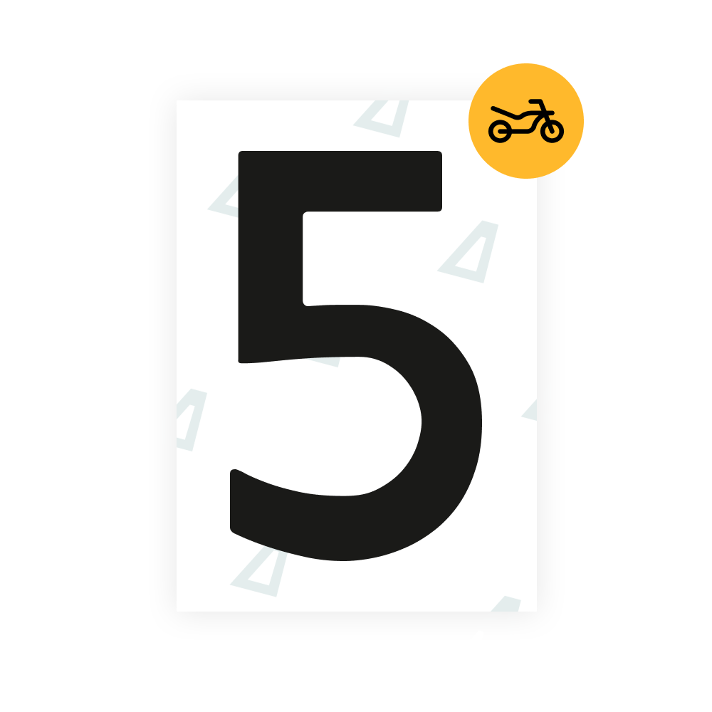 Black Alite Nanofilm for Netherlands moto license plates - Symbol "5"