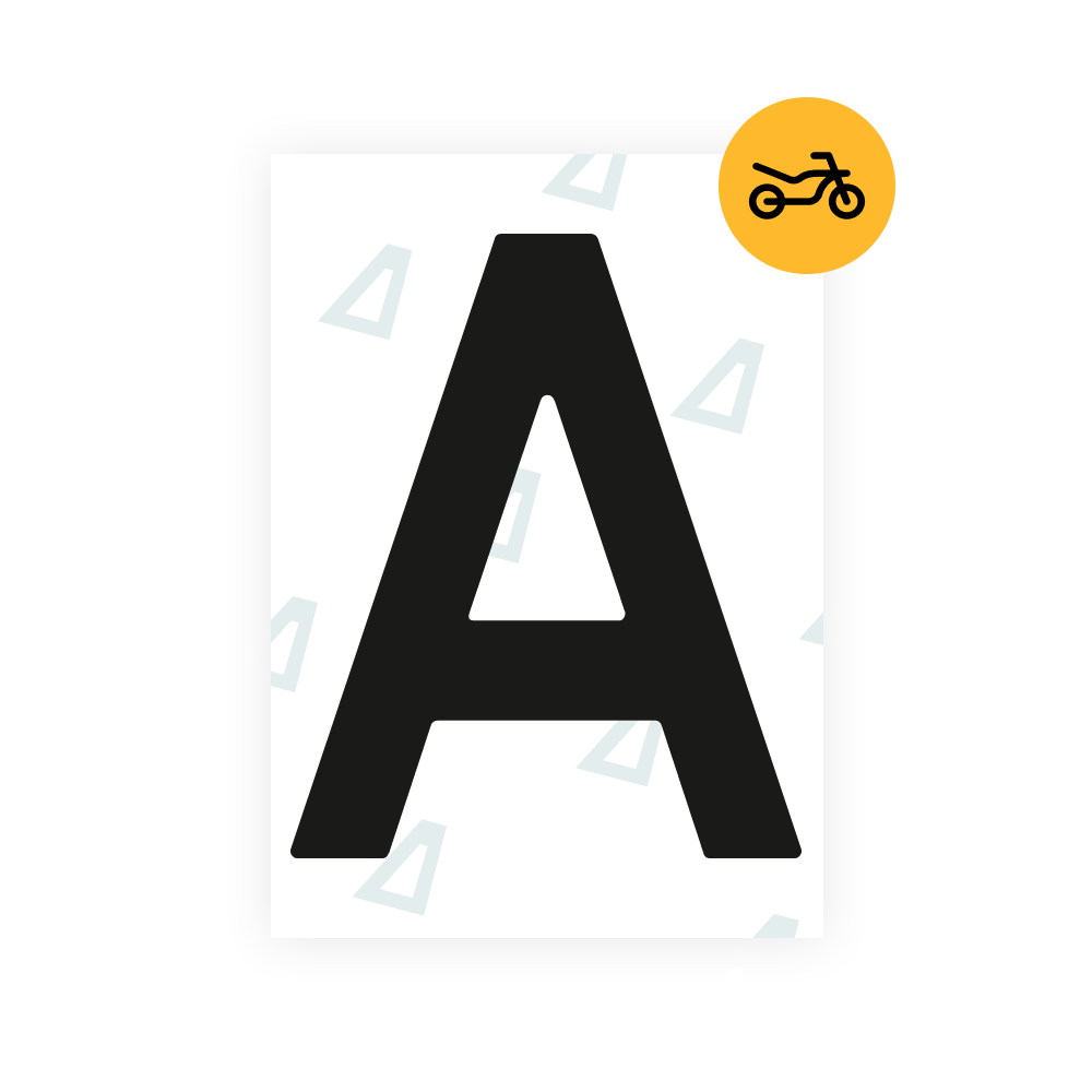 Bisque Alite Nanofilm for Netherlands moto license plates - Symbol "A"