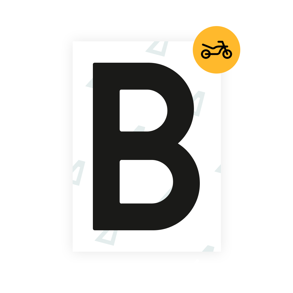 Black Alite Nanofilm for Netherlands moto license plates - Symbol "B"