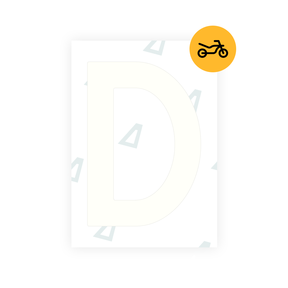 Snow Alite Nanofilm for Netherlands moto license plates - Symbol "D"