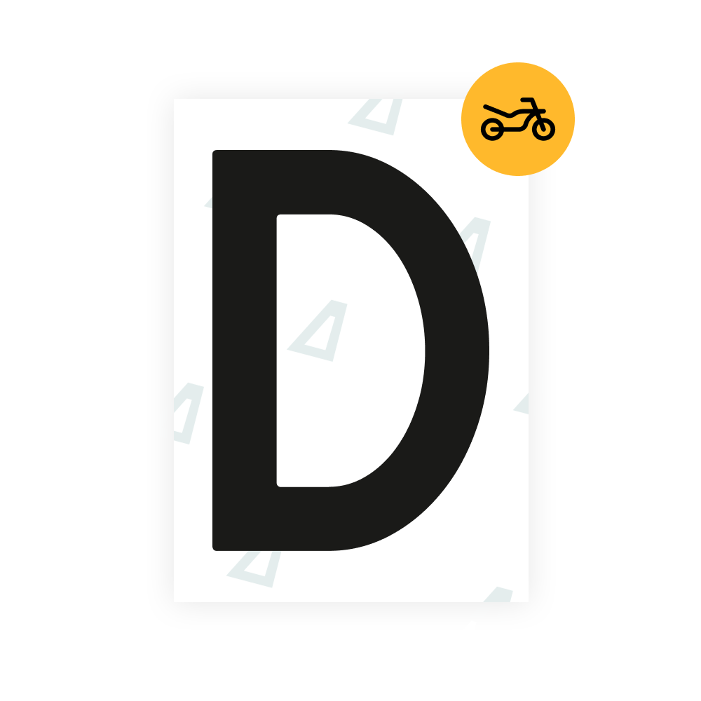 Black Alite Nanofilm for Netherlands moto license plates - Symbol "D"