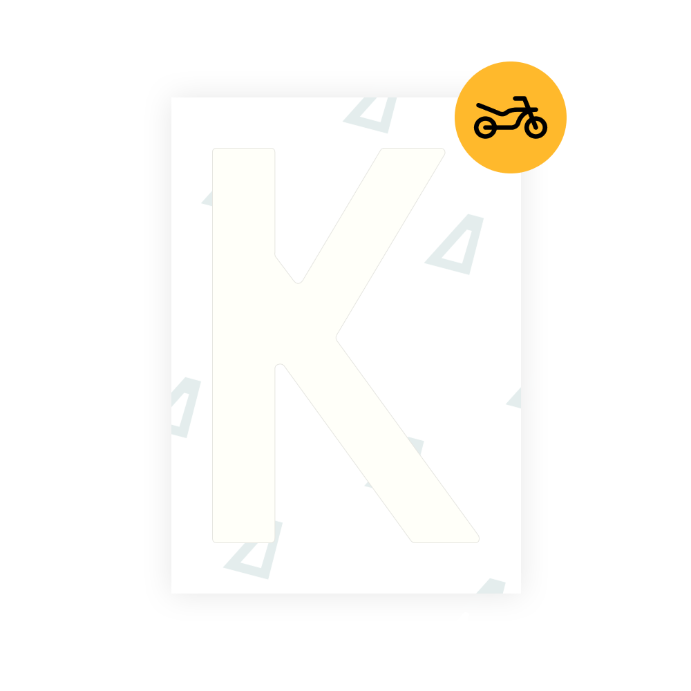 Snow Alite Nanofilm for Netherlands moto license plates - Symbol "K"