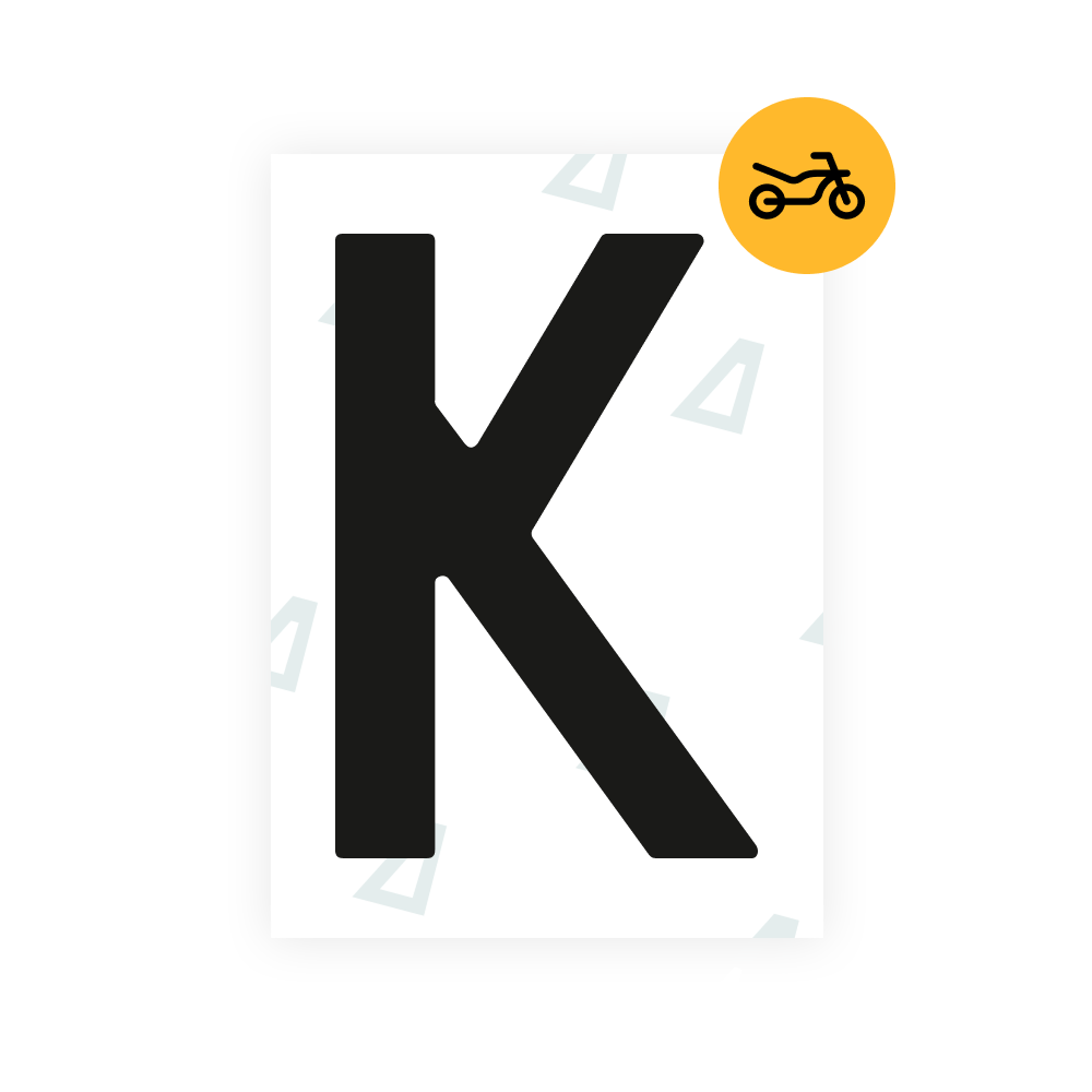 Black Alite Nanofilm for Netherlands moto license plates - Symbol "K"