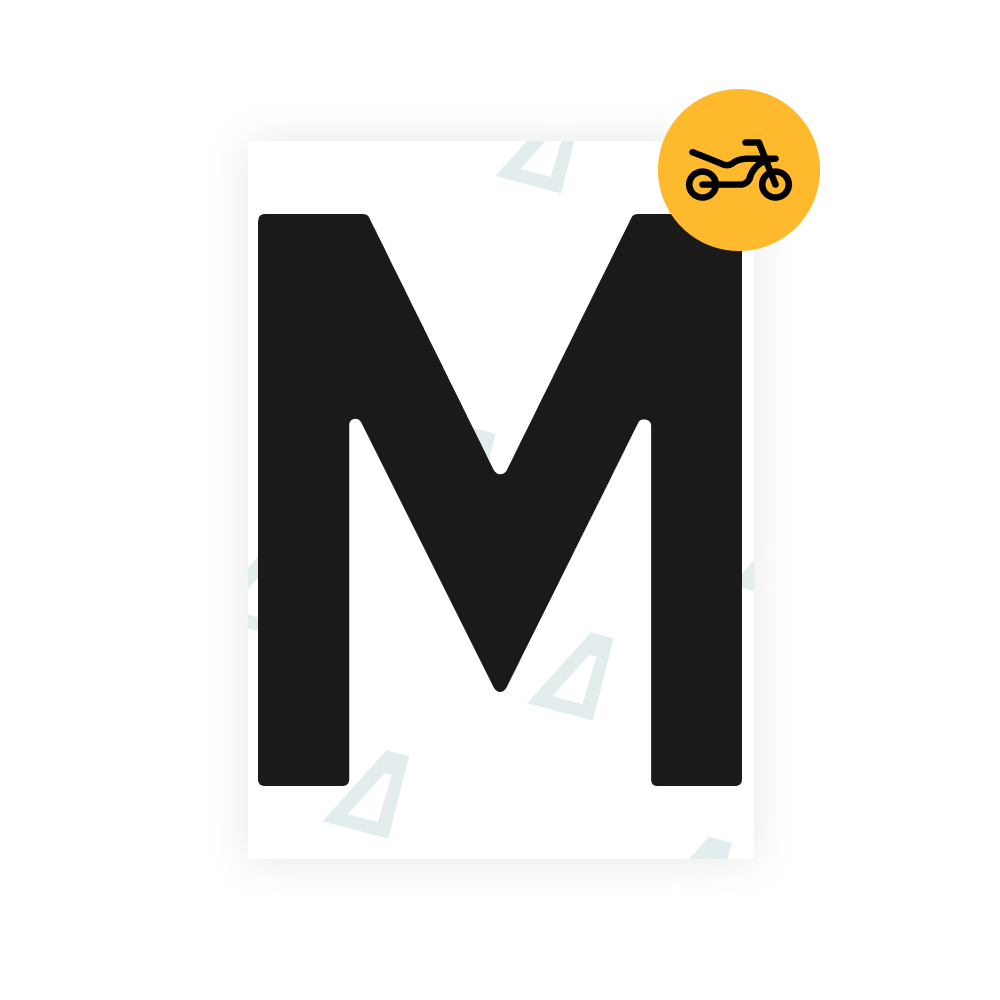 Black Alite Nanofilm for Netherlands moto license plates - Symbol "M"