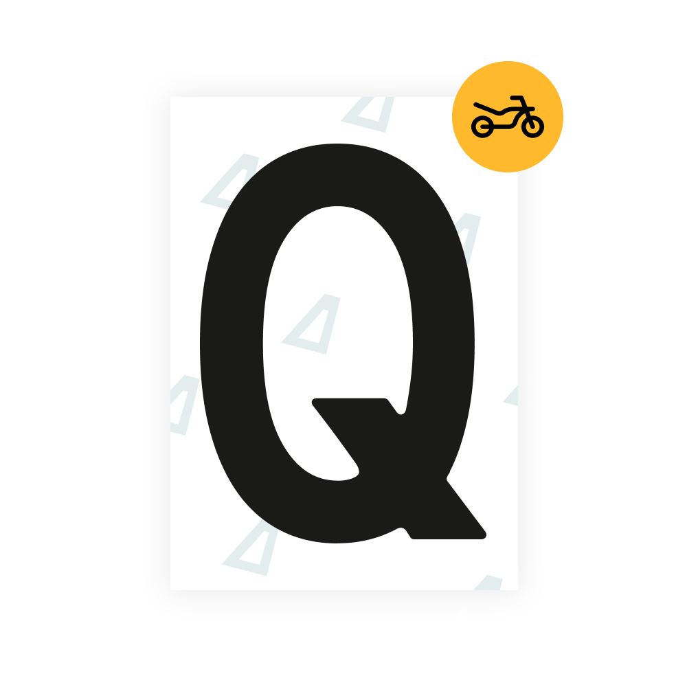 Black Alite Nanofilm for Netherlands moto license plates - Symbol "Q"