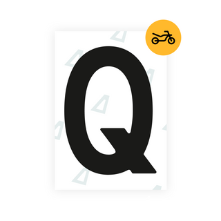 Black Alite Nanofilm for Netherlands moto license plates - Symbol "Q"