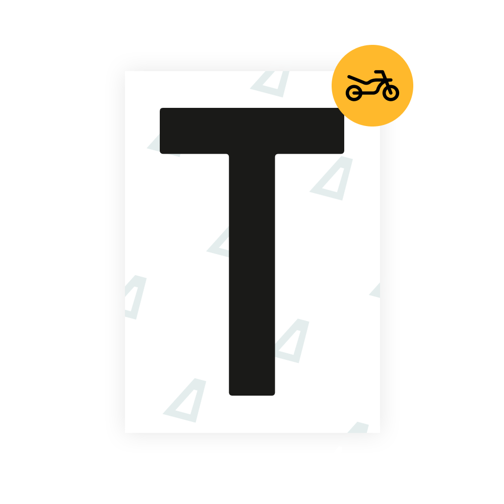 Bisque Alite Nanofilm for Netherlands moto license plates - Symbol "T"