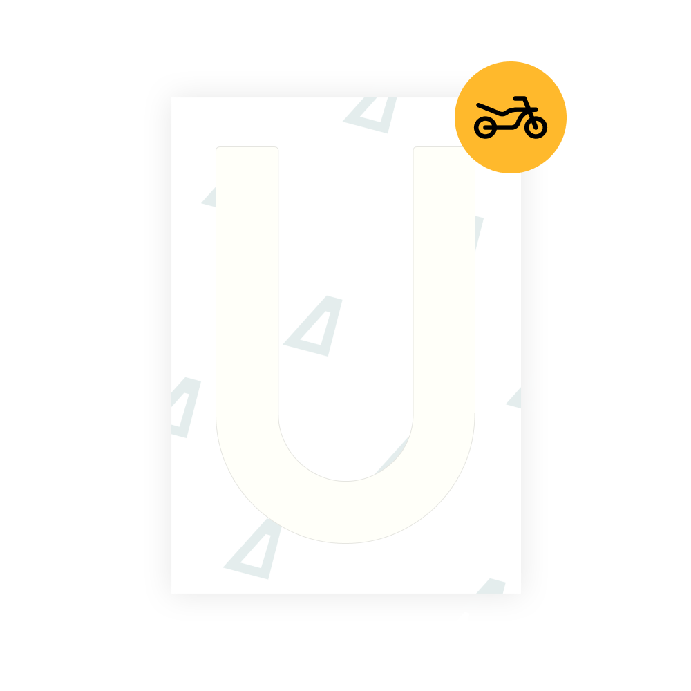 Snow Alite Nanofilm for Netherlands moto license plates - Symbol "U"