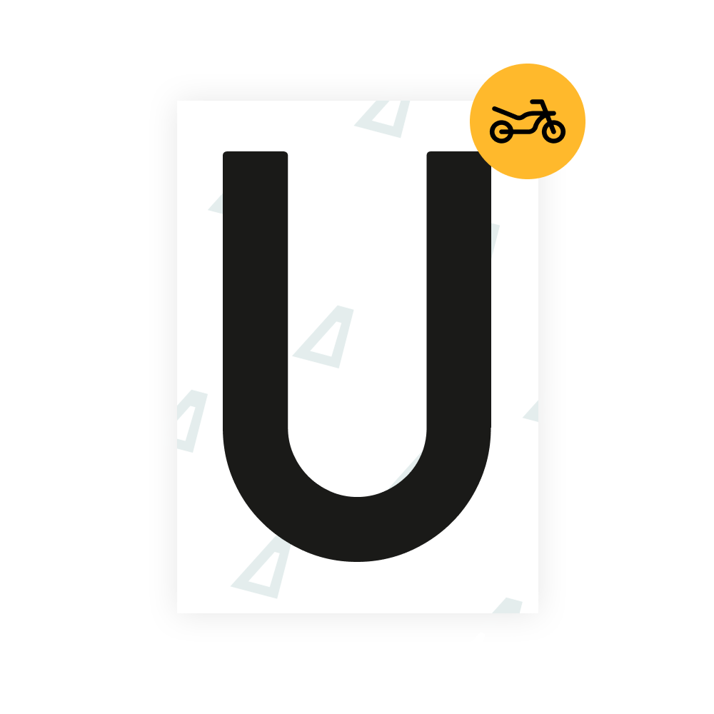 Bisque Alite Nanofilm for Netherlands moto license plates - Symbol "U"