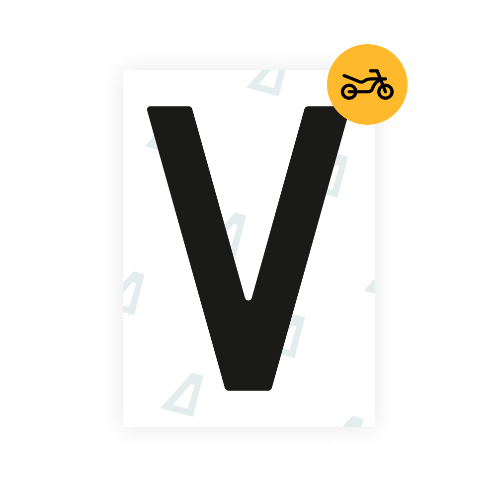 Bisque Alite Nanofilm for Netherlands moto license plates - Symbol "V"