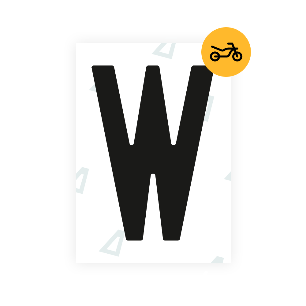 Black Alite Nanofilm for Netherlands moto license plates - Symbol "W"