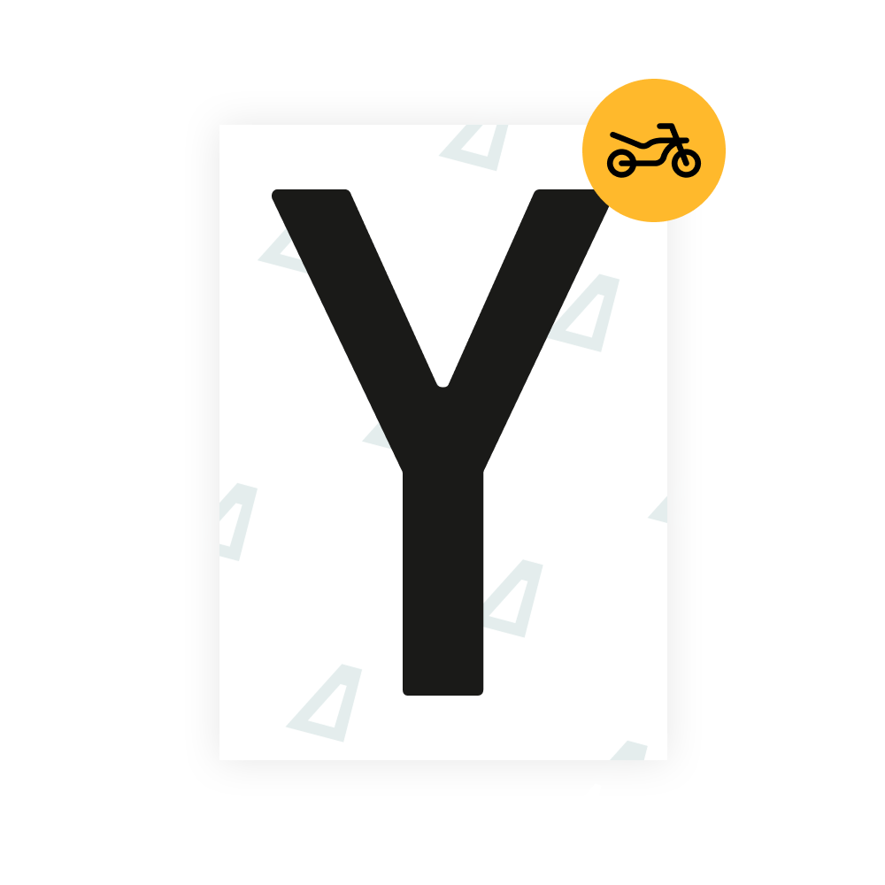 White Smoke Alite Nanofilm for Netherlands moto license plates - Symbol "Y"