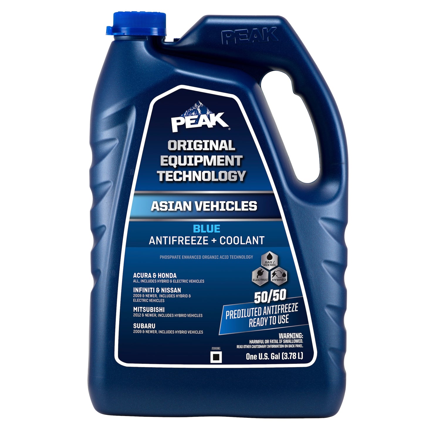 (6 Pack) Peak Original Equipment Technology Antifreeze + Coolant for Asian Vehicles - Blue