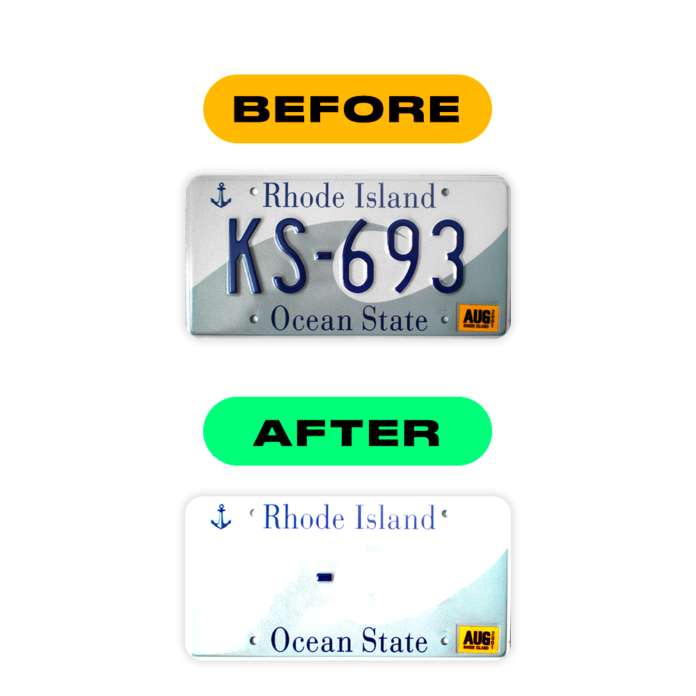 Alite Nanofilm para placas de matrícula dos EUA (Rhode Island - Relevo) - Símbolo "I"