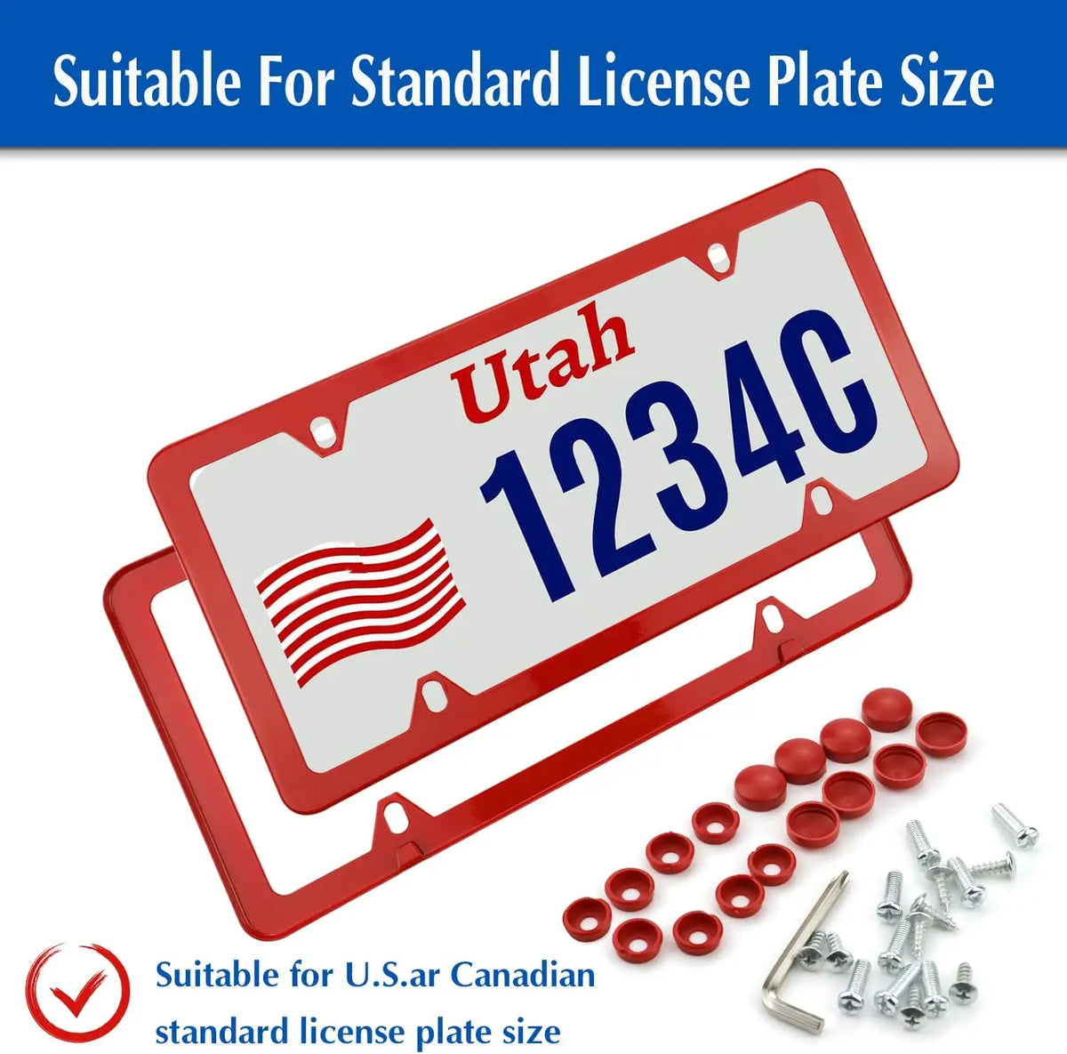 License plate frame Stainless Steel for USA (Black) 2pcs