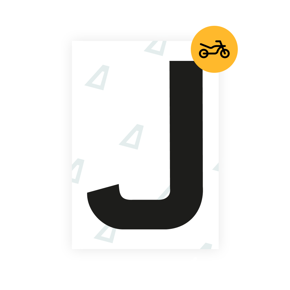 Alite Nanofilm for United Kingdom (Bold) moto license plates - Symbol "J"