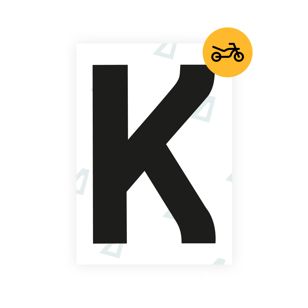 Alite Nanofilm for United Kingdom (Bold) moto license plates - Symbol "K"