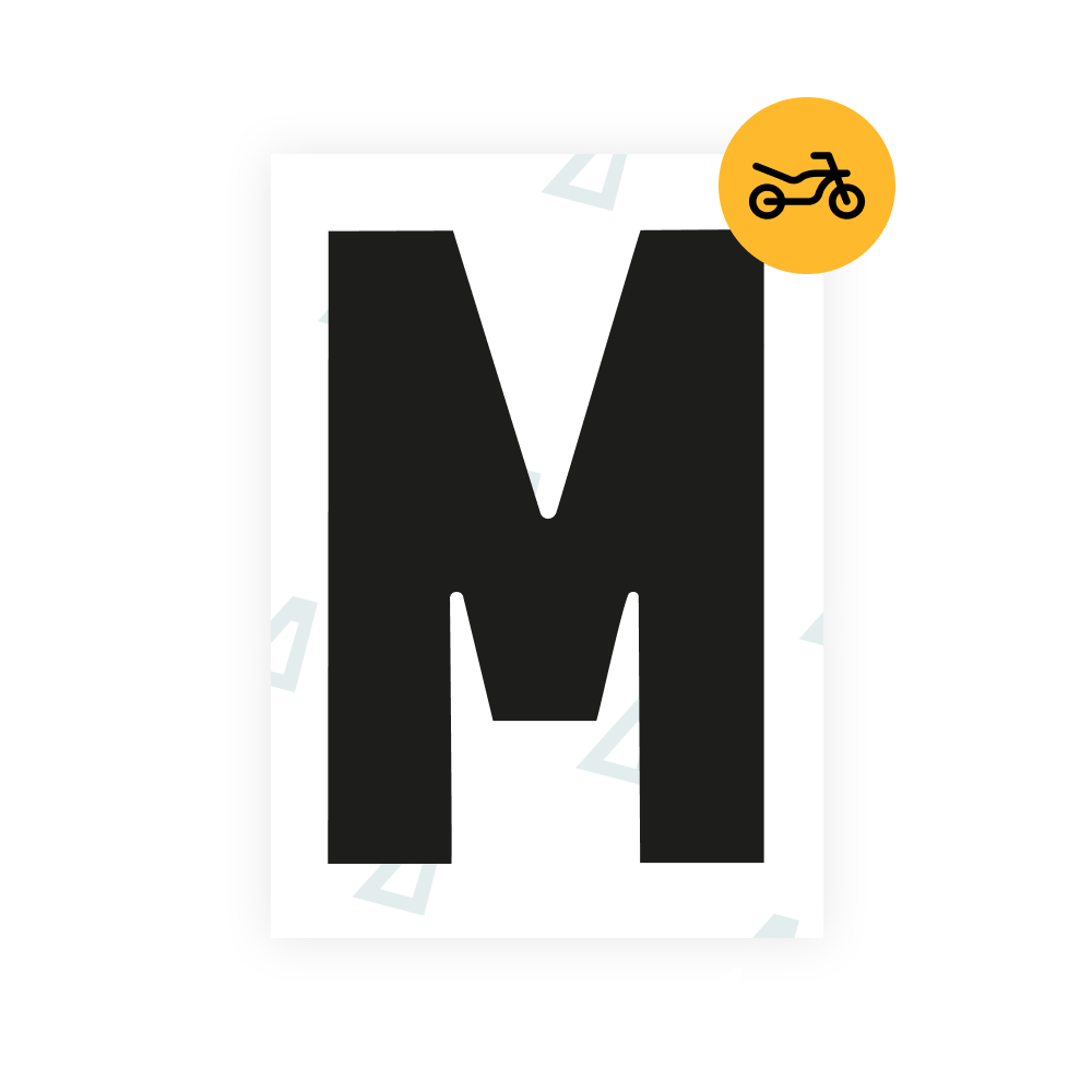 Nanofilm Alite para matrículas de moto del Reino Unido - Símbolo "M"