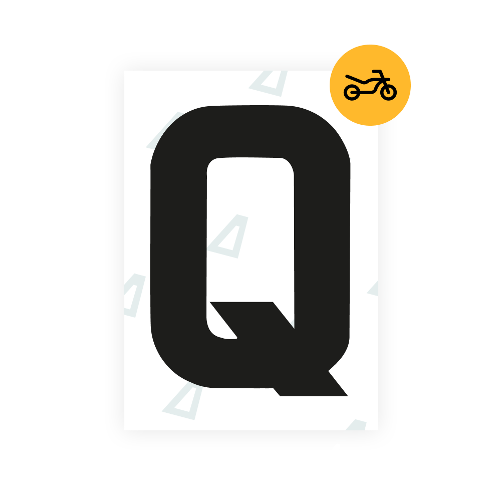 Alite Nanofilm for United Kingdom (Bold) moto license plates - Symbol "Q"