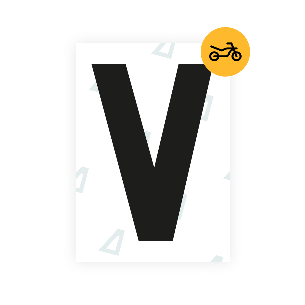 Alite Nanofilm for United Kingdom (Bold) moto license plates - Symbol "V"
