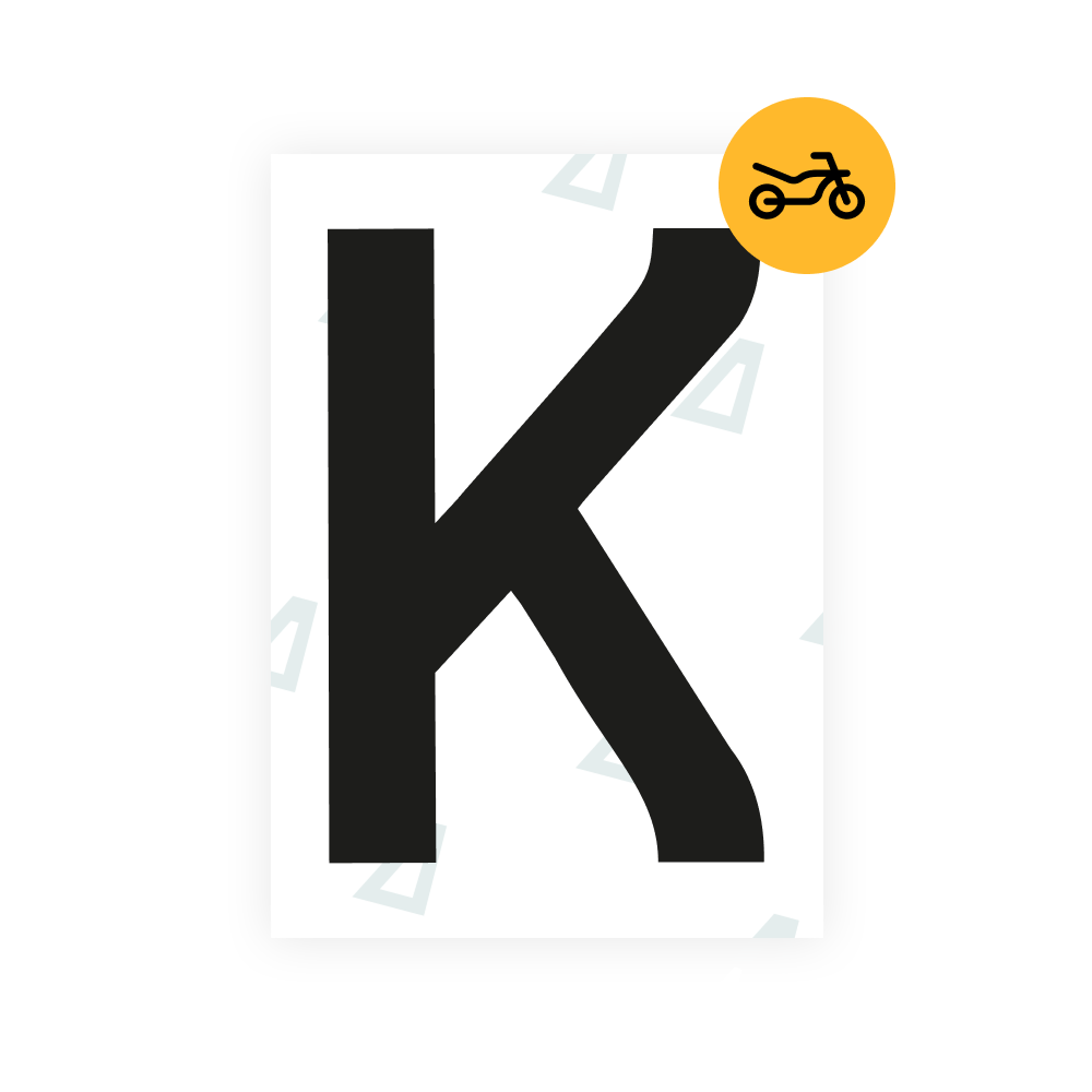 Alite Nanofilm for United Kingdom (Thin) moto license plates - Symbol "K"