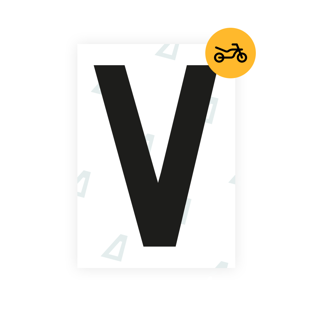 Alite Nanofilm for United Kingdom (Thin) moto license plates - Symbol "V"