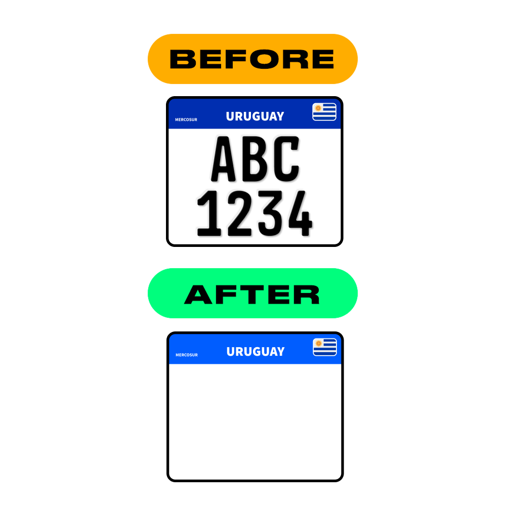 Alite Nanofilm for Uruguay moto license plates - Symbol "4"