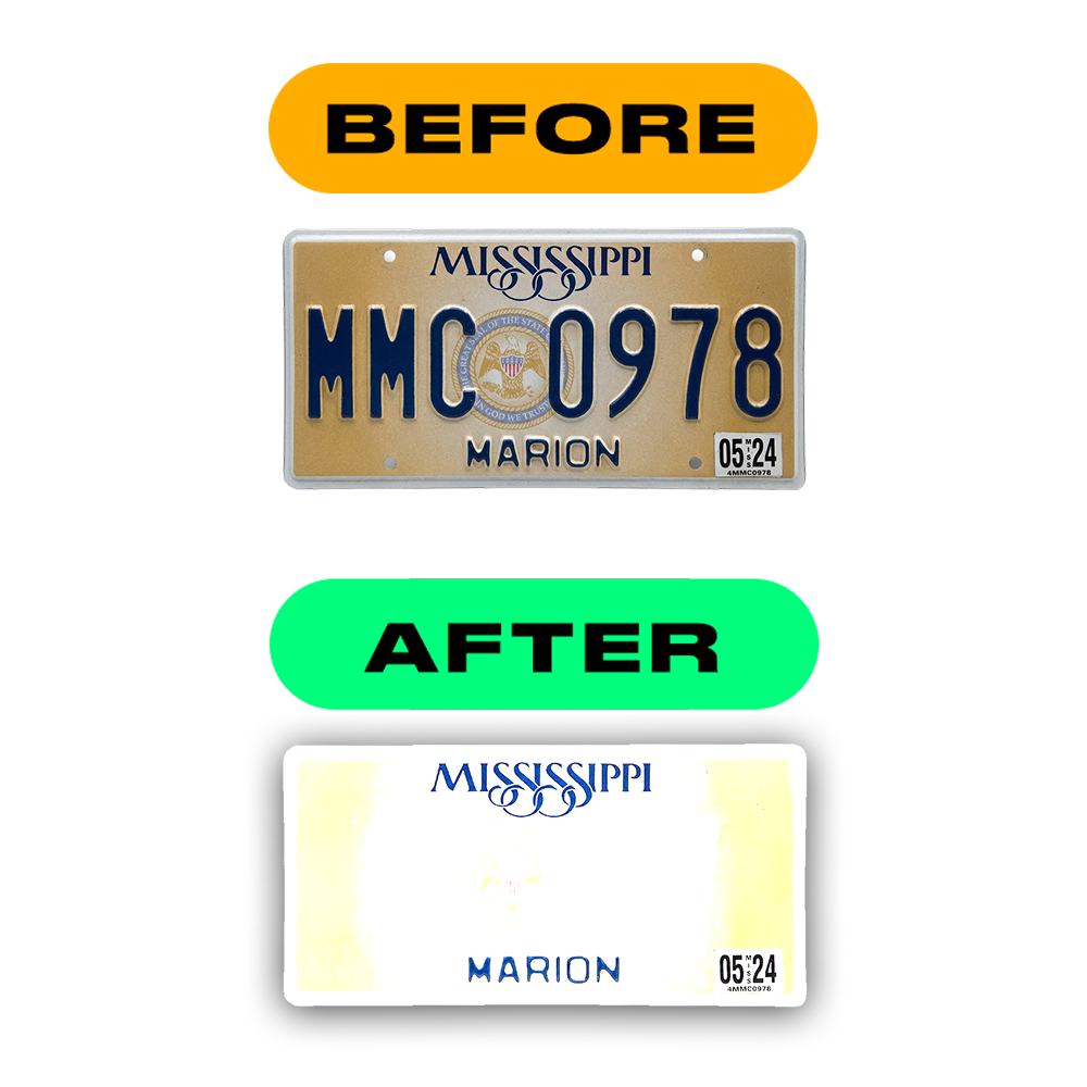 Alite Nanofilm for US (Mississippi) license plates - Symbol "F"