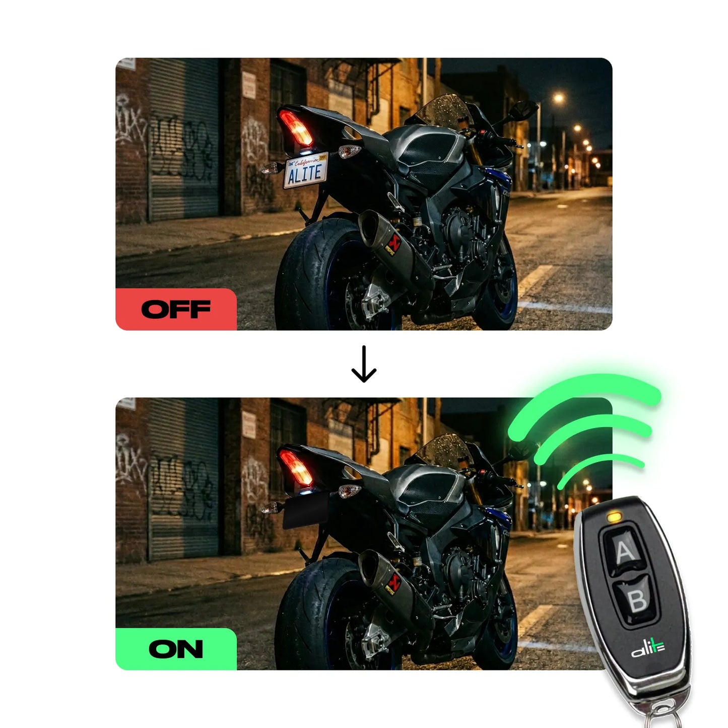 Cubierta para matrícula Alite Blackout Moto - Kit individual (versión para EE. UU.)