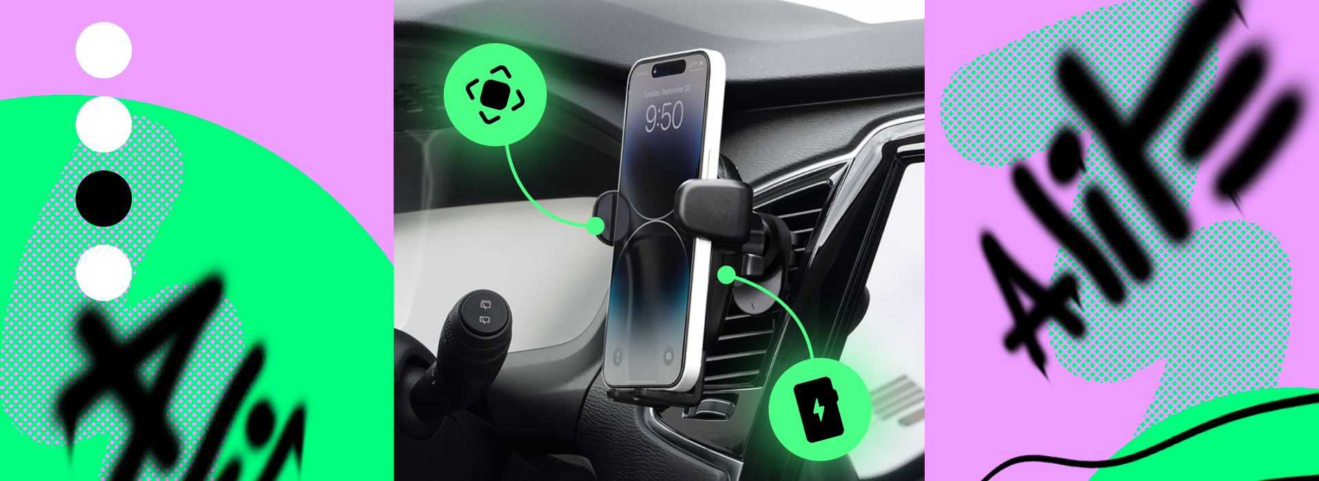 Suportes para smartphones: ímanes, carregamento, fixação 