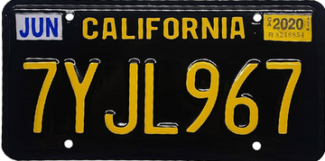California Black License Plate Stickers