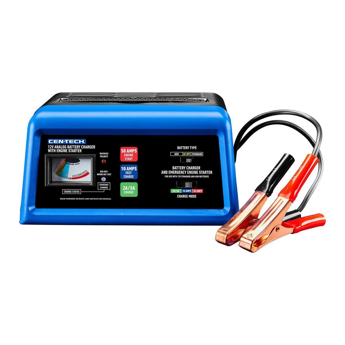 Cen-Tech 50 Amp, 12V Analog Charger with Engine Start