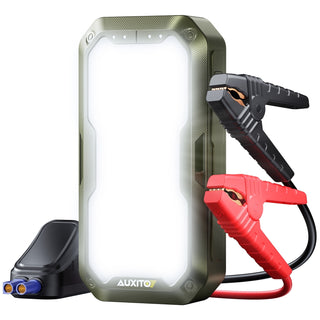 Auxito Starthilfegerät 5000A, tragbarer Starthilfe-Booster für Autobatterien mit 2000 lm Campinglampe, 12V Starthilfegerät mit 4 Betriebsmodi und 2