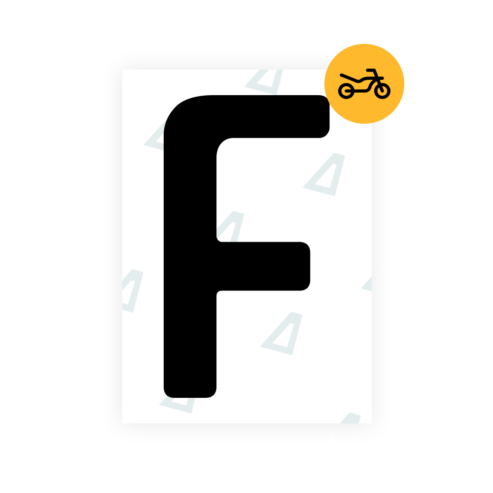 ブラジルのバイクナンバープレート用 Alite ナノフィルム - シンボル「F」