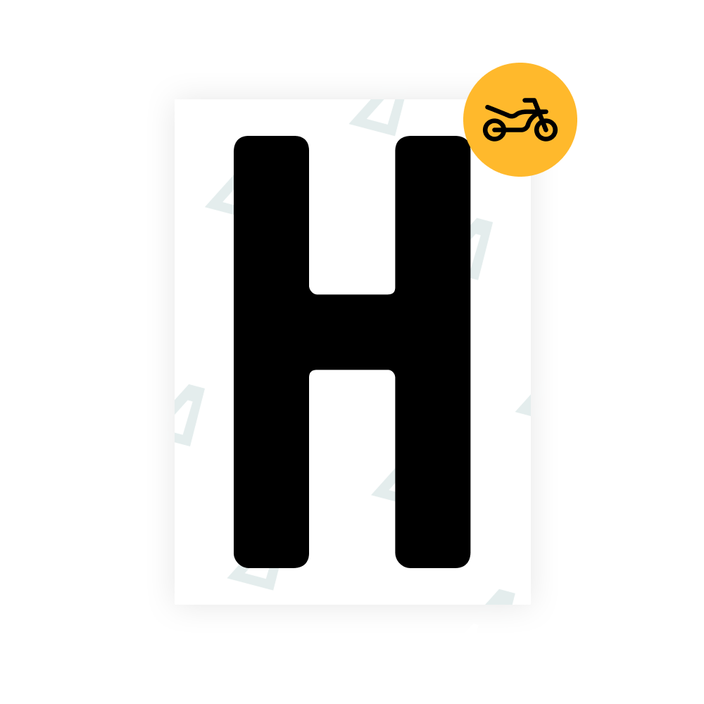 ブラジルのバイクナンバープレート用 Alite ナノフィルム - シンボル「H」