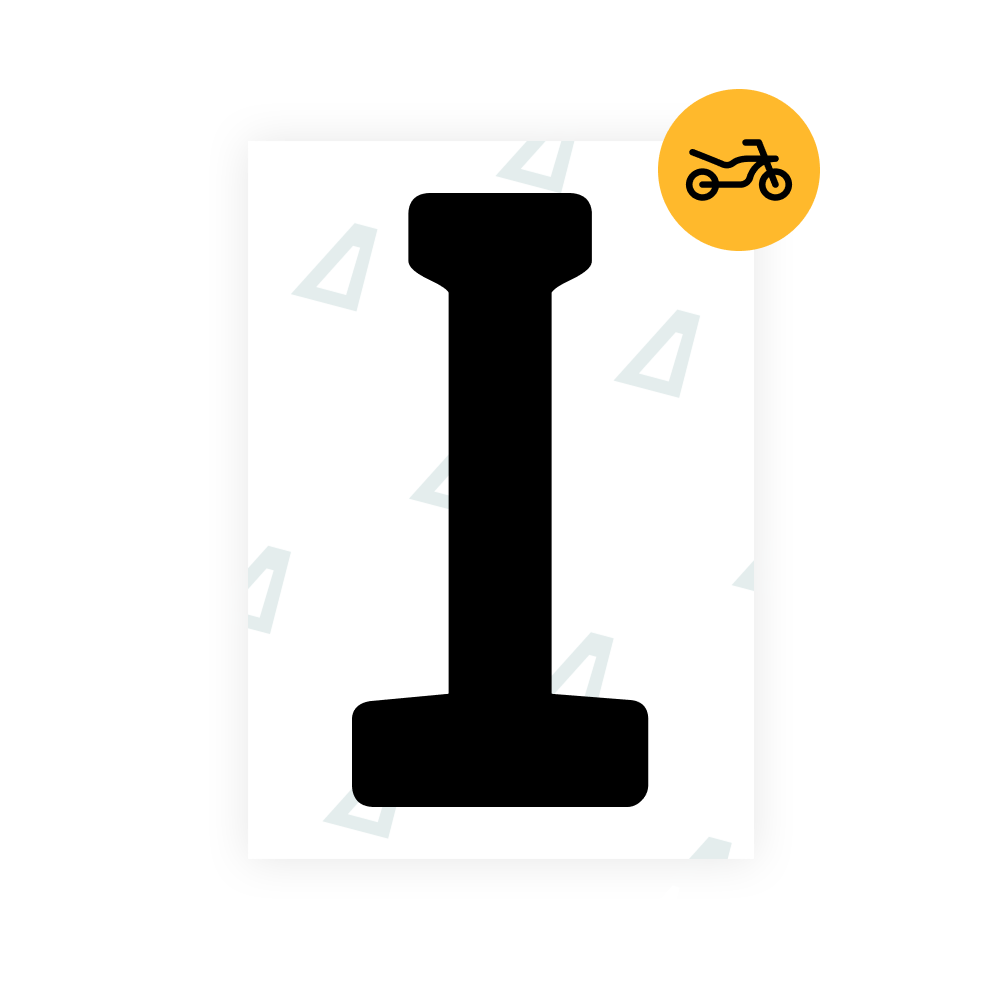 ブラジルのバイクナンバープレート用 Alite ナノフィルム - シンボル「I」