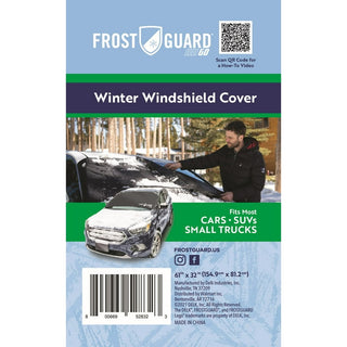 (2 pack) FrostGuard Go Winter Windshield Cover for Snow and Ice, One Size, Security Panels, 61x32 inches, Black, Size: 61 inch W x 32 inch H