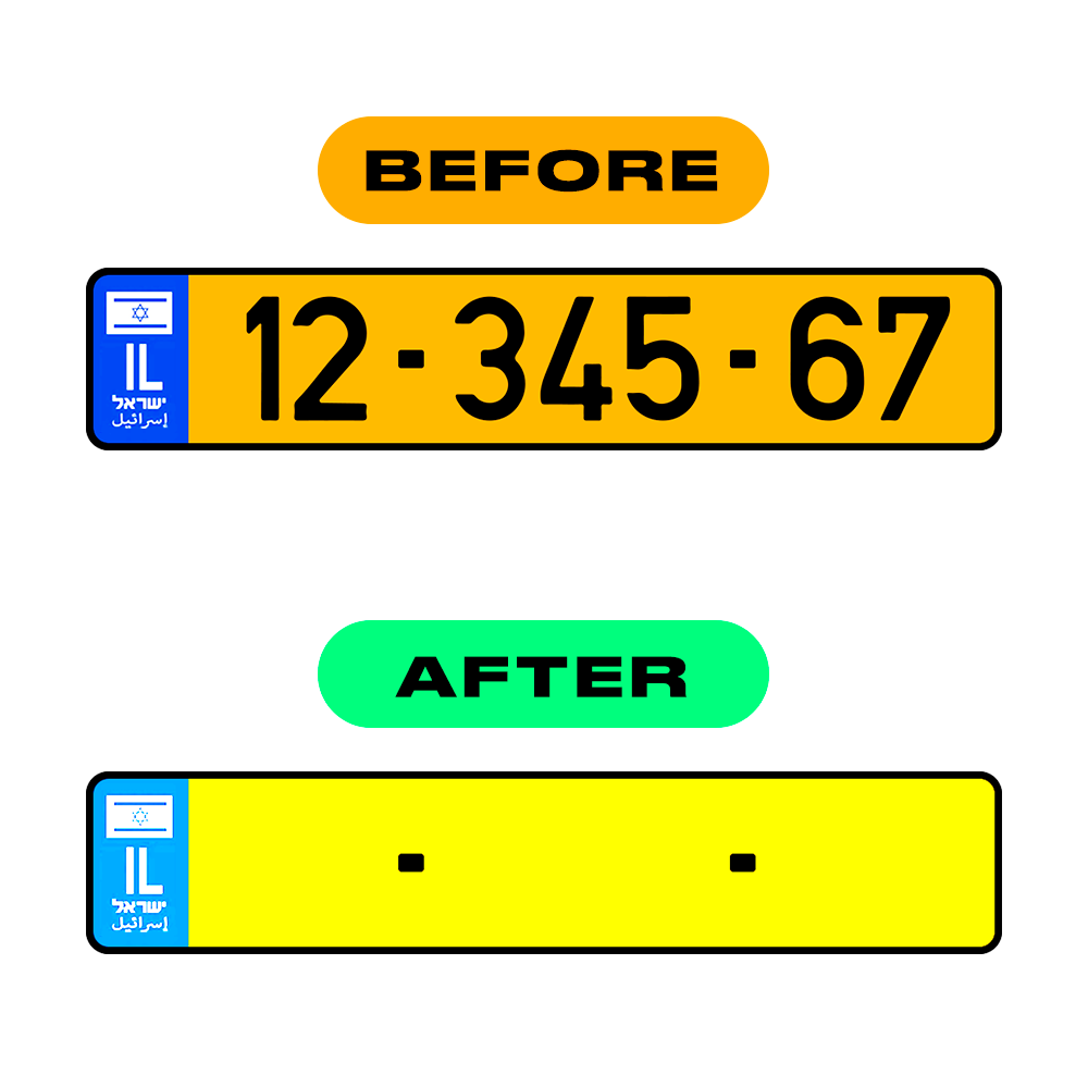 Alite Nanofilm for Israel (wide) license plates - Symbol "6"