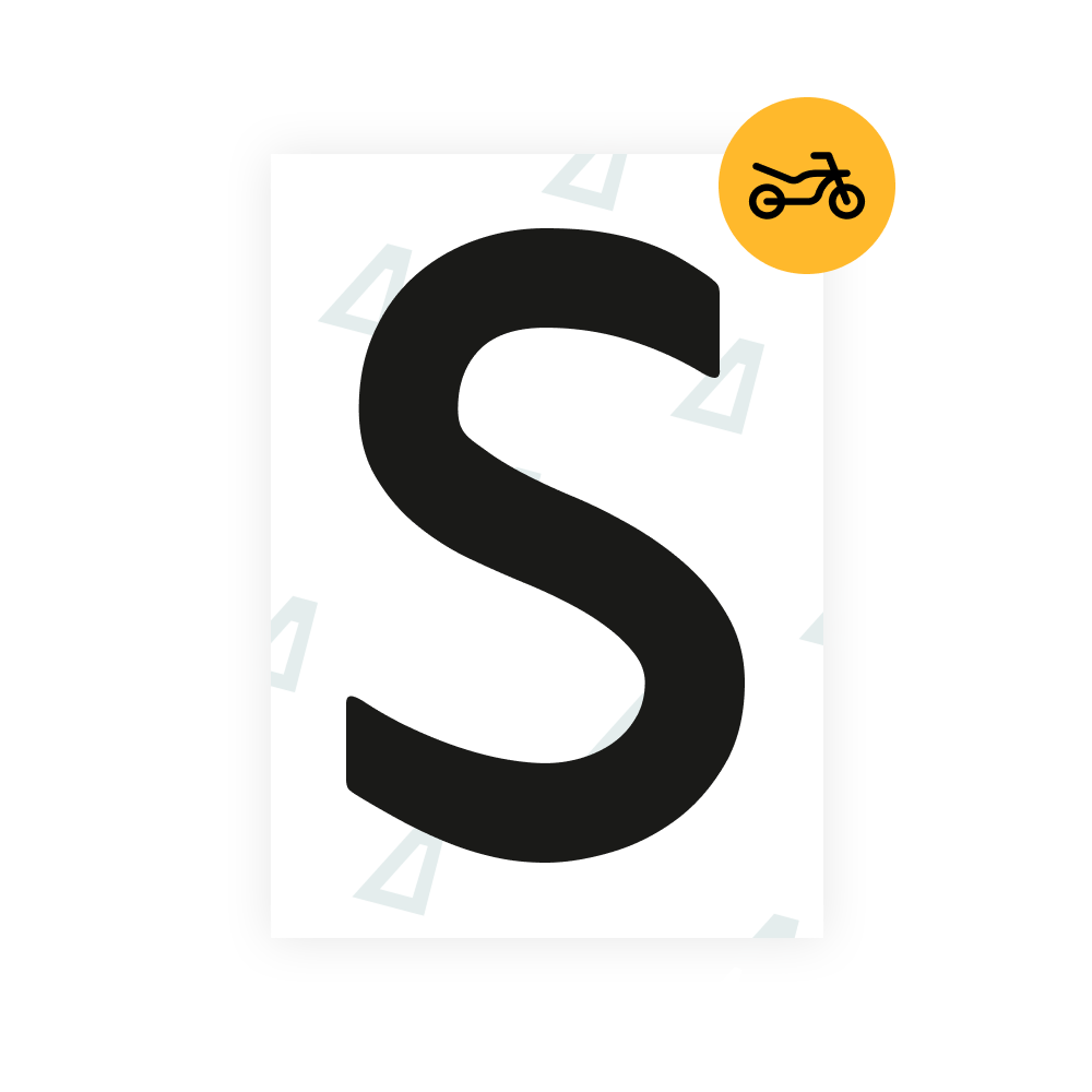 Alite Nanofilm for Netherlands moto license plates - Symbol "S"
