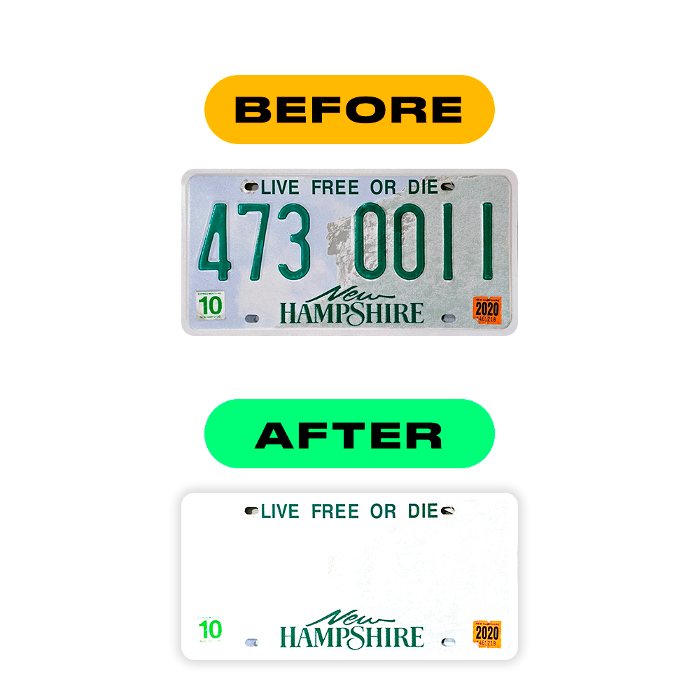 Alite Nanofilm pour plaques d'immatriculation américaines (New Hampshire) - Symbole « E »